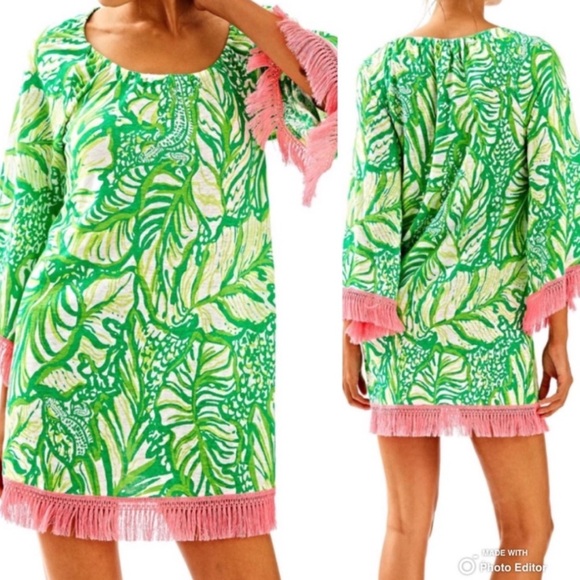Lilly Pulitzer Other - Lilly Pulitzer Getaway Green White Leaf Linen Cover Up Swimwear Coco Loca Small